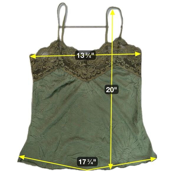 Y2K Lace Trim Cami Top Medium Olive Green 90s Fairy Whimsygoth Retro Camisole - Picture 3 of 14